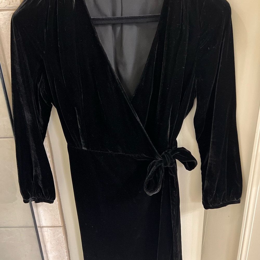 J. Crew Black Velvet Wrap dress - Picture 3 of 3